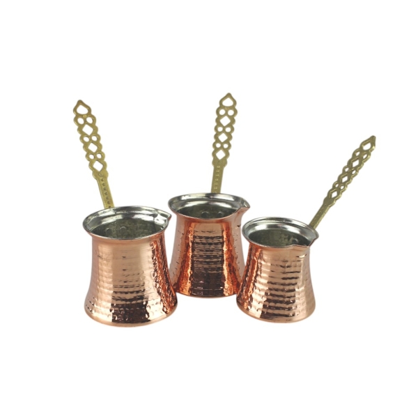 IMEX Kupfer Kaffekocher 3er Set 3lü Bakir Cezve, Coffee Pot Set