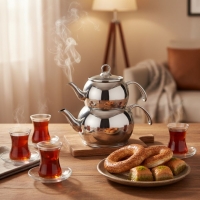 Weissberg Türkische Teekanne Edelstahl...