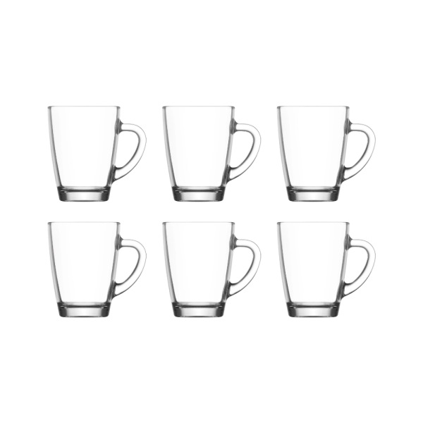 LAV Vega Glasbecher Set 6er 320ml mit Henkel vielseitig als Tee- und Kaffeeglas