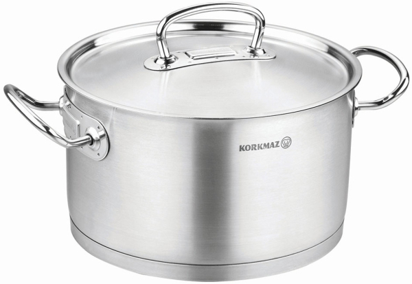 Kochtopf Edelstahl Korkmaz Pro Line 24 Cm Induktion Matt Edelstahl