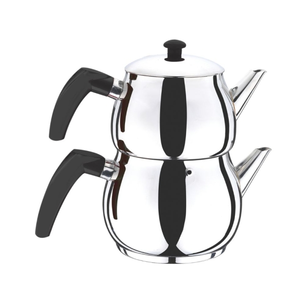 Weissberg Türkische Teekanne Edelstahl Zwei Teilig für Türkischen Cay Züleyha Midi