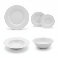 Weisse Rose Bianco Classico Porzellan Tafelservice 24tlg weiß Geschirrset für 6 Personen mit Tellern und Schalen
