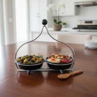 Snackschalen Set mit Metallständer 2 Schalen schwarz...