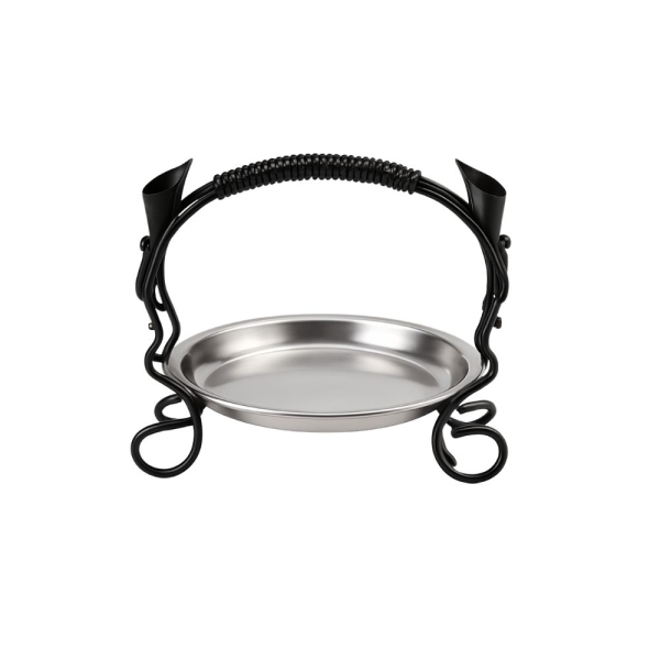 Akkaya Obstschale Metall mit Henkel rund 20 cm Schwarz Edelstahl Einsatz dekorative Servierschale