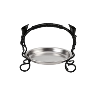 Akkaya Obstschale Metall mit Henkel rund 20 cm Schwarz Edelstahl Einsatz dekorative Servierschale