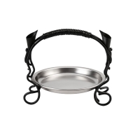 Akkaya Obstschale Metall mit Henkel rund 24 cm Schwarz Edelstahl Einsatz dekorative Servierschale