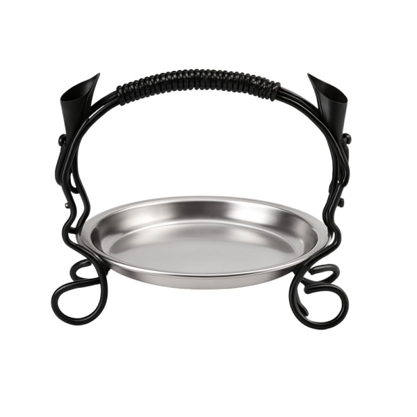 Akkaya Obstschale Metall mit Henkel rund 34 cm Schwarz Edelstahl Einsatz dekorative Servierschale