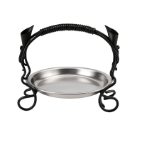 Akkaya Obstschale Metall mit Henkel rund 34 cm Schwarz Edelstahl Einsatz dekorative Servierschale