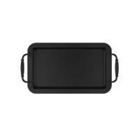 Serviertablett Metall Schwarz Rechteckig mit Griff 41x23...
