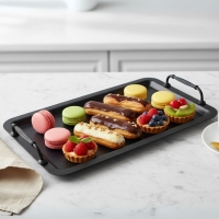 Serviertablett Metall Schwarz Rechteckig mit Griff 41x23...