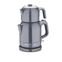 Korkmaz Çaytema Elektrischer Teekocher 1600 W – Teemaschine 0,9 / 1,7 l, Anthrazit