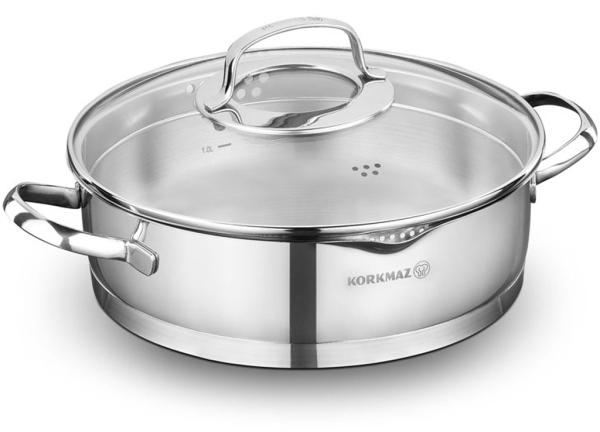 Kochtopf Edelstahl Korkmaz Steama 24 Cm Induktion Silber