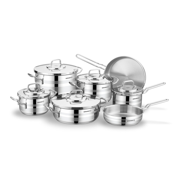 Korkmaz Astron Topfset 12-teilig – 7 Gefäße, Edelstahl