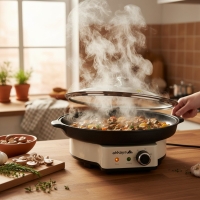 Akkaya Steinrapen Elektrische Partypfanne aus Guss mit...