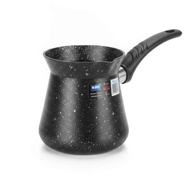 Cezve Kaffeekocher 6 Tassen, Granit-Beschichtung, Aluminium, Schwarz-Sprenkel, San