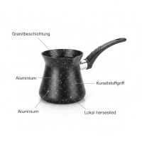 Cezve Kaffeekocher 6 Tassen, Granit-Beschichtung, Aluminium, Schwarz-Sprenkel, San