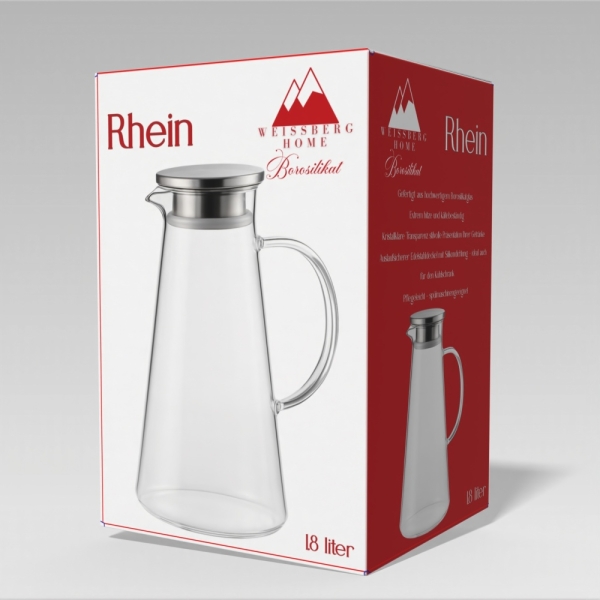 Weissberg Rhein Glas Karaffe 1.8 L glas Edelstahl Deckel