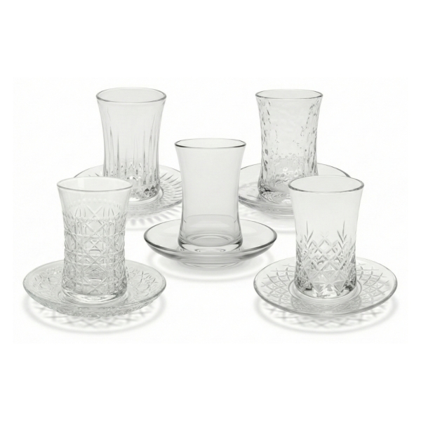 Teeglas Set Türkischer Tee 12 teilig mit Untertellern