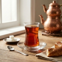 Weissberg Home Teeglas Set 6 Gläser mit 6 Untertellern Türkische Teegläser