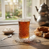 Weissberg Home Teeglas Set 6 Gläser mit 6 Untertellern Türkische Teegläser