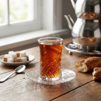 Weissberg Home Teeglas Set 6 Gläser mit 6 Untertellern Türkische Teegläser