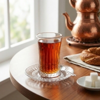 Weissberg Home Teeglas Set 6 Gläser mit 6 Untertellern Türkische Teegläser
