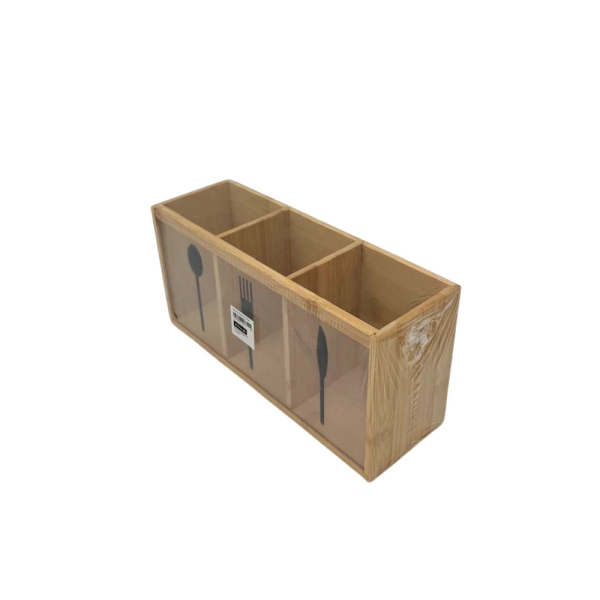 Besteckkasten Holz mit 3 Fächern Besteckhalter