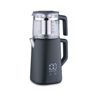 Korkmaz Demmatik Smart – Digitaler Teekocher & Wasserkocher 1,7 L mit Glaskanne 1,2 L,Schwarz