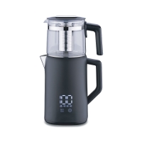 Korkmaz Demmatik Smart – Digitaler Teekocher & Wasserkocher 1,7 L mit Glaskanne 1,2 L,Schwarz