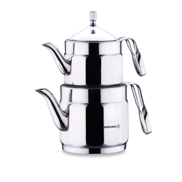 Türkische Teekanne Caydanlik Edelstahl Korkmaz NOSTALIJA 4 Teilig Induktion