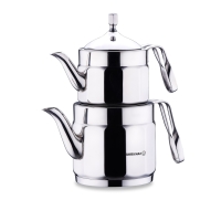 Türkische Teekanne Caydanlik Edelstahl Korkmaz NOSTALIJA 4 Teilig Induktion