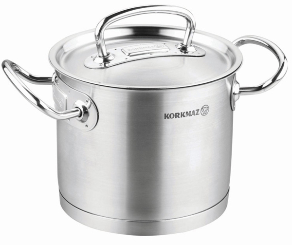 Kochtopf Edelstahl Korkmaz Pro Line 16 Cm Induktion Matt Edelstahl
