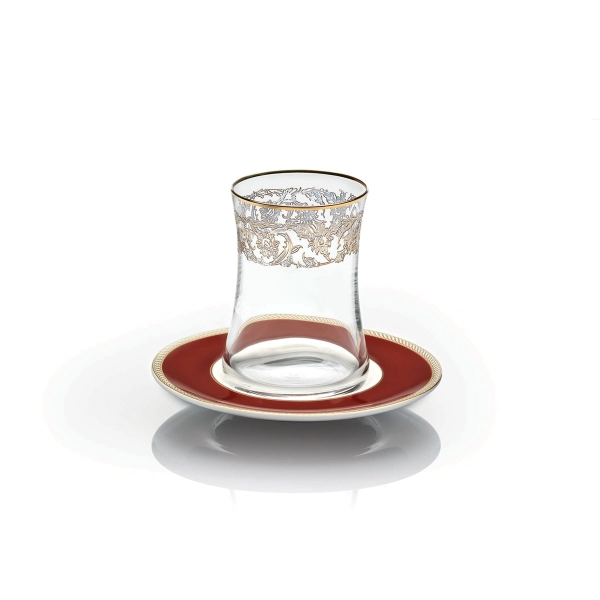 Korkmaz Teeglaeserset 12 teilig Glas rot Lal Hasbahce