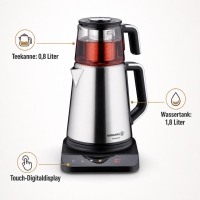 Korkmaz Prosense Elektrische Teemaschine Edelstahl Glas Teekocher Digitaldisplay 0,8 Liter 1,8 Liter A852 01