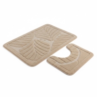 Badematten Set 2-teilig, Mikrofaser Chenille, rutschfest, Beige
