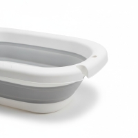 Babybadewanne faltbar mit Temperatursensor, Silikon/Kunststoff, Weiß/Grau