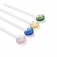 Glaslöffel bunt 4er Set, Kaffee- und Dessertlöffel mit dekorativem Glaskopf
