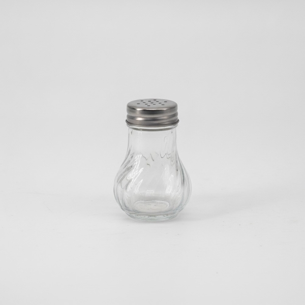 Gewürzstreuer Glas geriffelt mit Edelstahldeckel, transparent, Akkaya