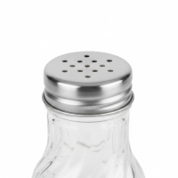 Gewürzstreuer Glas geriffelt mit Edelstahldeckel, transparent, Akkaya