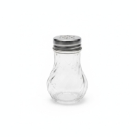 Gewürzstreuer Glas geriffelt mit Edelstahldeckel, transparent, Akkaya