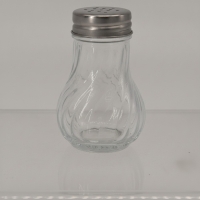 Gewürzstreuer Glas geriffelt mit Edelstahldeckel, transparent, Akkaya