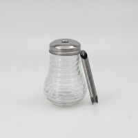 Zuckerstreuer Glas gerippt, Edelstahldeckel,...