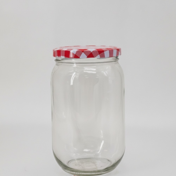 Vorratsglas 1 Liter, luftdicht, Metalldeckel, Glas klar - Vorratsdose für Lebensmittel