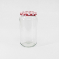 Vorratsglas mit Schraubdeckel 0,77 Liter, Glas, Deckel rot-weiß kariert