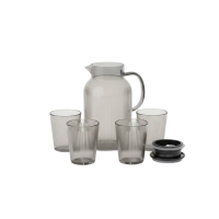 Karaffe mit Gläsern Set, 5-teilig, gerippte...