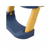 Toilettentrainer Kinder mit Treppe, Sitzaufsatz und Haltegriffen, Kunststoff, Blau-Gelb-Weiß