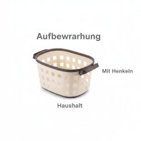 Aufbewahrungskorb mit Henkeln, Kunststoff, Beige und Dunkelgrau, für Haushalt