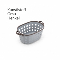 Aufbewahrungskorb mit Henkel, Kunststoff, Grau, praktischer Ordnungskorb für Haushalt