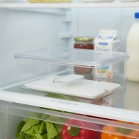 Kühlschrank Organizer Größe M, transparent, Kunststoff, mit Abtropfgitter - DEERBOX