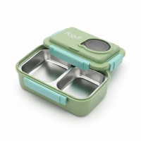 Lunchbox Edelstahl 800ml+150ml, 2 Fächer, Grün, Warmhaltefunktion